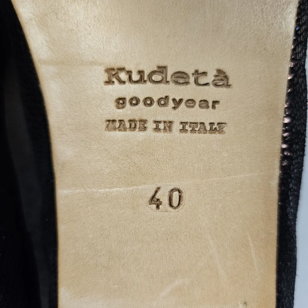 Kudeta Leather Loafer Women 40 Italian Designer Sparkle Suede Burgundy 9.5 Heels